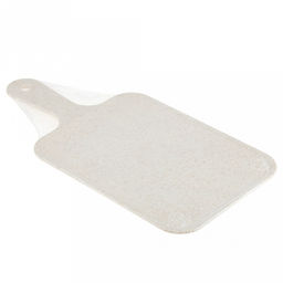 Доска разделочная пластмассовая "Точка" 16,8х33,7х0,4см, прямоугольная, с ручкой, защитный борт, с текстурой против скольжения продуктов, отверстие для подвешивания, бежевый, в т/у пленке (Китай)