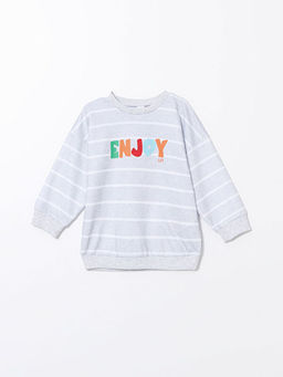 Bisiklet Yaka Uzun Kollu Bask?l? Erkek Bebek Sweatshirt