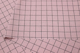 Вареный (стираный) хлопок Черная клетка (1.8*1.8см) цв.пыльный розово-сиреневый, ш.2.5м, хл-100% - Купава фото 3