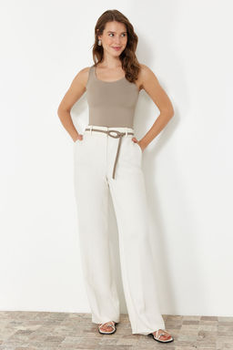 TRENDYOLMILLA Vizon Poliamid Havuz Yaka Vucuda Oturan Orme Atlet TWOSS24AL00065