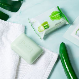 Jigott Мыло-скраб для лица и тела с экстрактом огурца / Cucumber Scrub Soap, 150 г
