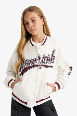 Bask_l_ Kolej Yaka Bomber Ceket K_z _ocuk - Defacto фото 4
