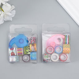 Цена за 2 шт. Клейкая лента декоративная с держателем, набор 8 шт., ш. 1.2 см, дл. 2.8 м, МИКС