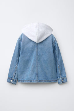 SOBRECAMISA DENIM CAPUCHA DESMONTABLE FELPA / Azul - Zara фото 3