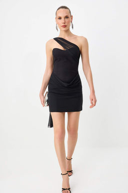 Ac?k Mavi Tul Detayl? Dokuma Mini S?k Elbise TPRSS26EL00168 - Trendyolmilla фото 6