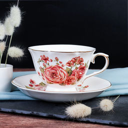Чайный набор 2 предмета 250 мл на ножке / RS/12-FY163011P /уп 6/ уп 48/ Костяной фарфор / Чайная роза - Галеонтрейд фото 5