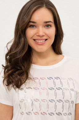 Kad_n Beyaz Bisiklet Yaka Ti__rt