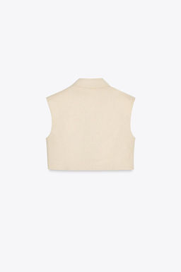 LINEN BLEND SHORT WAISTCOAT - Zara фото 6