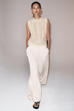 BLUSA PUNTILLA MANGA SISA ZW COLLECTION / Crudo