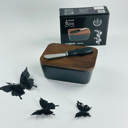 235-026 Масленка 14см с крышкой и ножом BLACKWOOD в под.уп.(х24) Фарфор - Lenardi фото 2