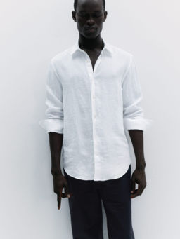 Camisa de lino de corte regular - H&m фото 5