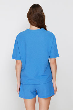 Trendyolmilla Siyah Waffle Kumas Sortlu Orme Pijama Tak?m? THMSS22PT0524  фото 6