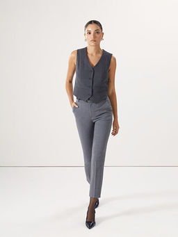 V Yaka ?izgili Kad?n Klasik Yelek