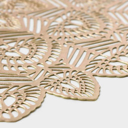 Салфетки сервировочные на стол Доляна Цунами, d=38 см, 4 шт., золотые  фото 5