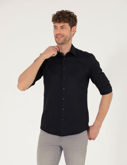 Siyah Slim Fit Uzun Kollu G_mlek