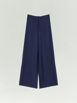 Брюки Emka широкого кроя тёмно-синий вискоза  фото 2