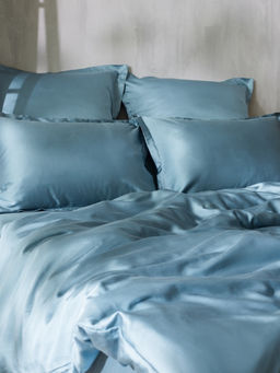 Простыня на резинке 2-спальная SL Home Tencel, 160200+30 см, серо-голубая, тенсель - Sima-land home фото 5