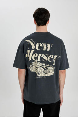 Футболка Comfort Fit с круглым вырезом и короткими рукавами с принтом на спине - Defacto фото 6