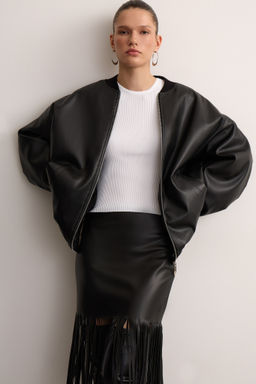 Юбка из экокожи с бахромой - Mollis фото 2