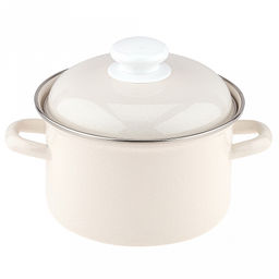 Жемчужная Кастрюля эмалированная 2,0л, форма цилиндрическая, металлическая крышка, без рисунка (Россия)