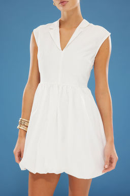 Beyaz Balon Etek Gomlek Yaka Poplin Mini Dokuma Elbise TWOSS25EL00319 - Trendyolmilla фото 4