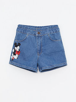 Beli Lastikli Mickey Mouse Bask?l? K?z ?ocuk Jean ?ort - Waikiki фото 3