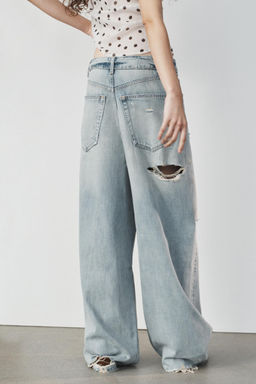 TRF FOLDED WAIST MID-WAIST JEANS - Zara фото 19