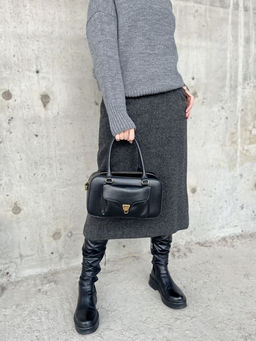 Женская кожаная сумка бочонок 3132 Блек