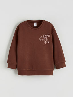 Fiyonk Bask?l? Soft Touch K?z ?ocuk Sweatshirt