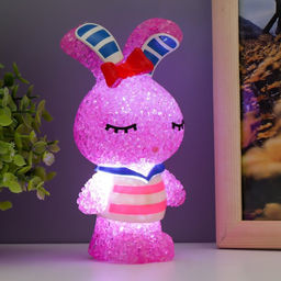 Фигурка светящаяся RISALUX «Зайка», LED-ночник, RGB, от батареек 3×LR44, 6.5×6.5×15.5 см, МИКС