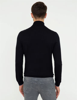 Lacivert Slim Fit Bal_k__ Yaka Basic Triko Kazak - Pierre cardin фото 4