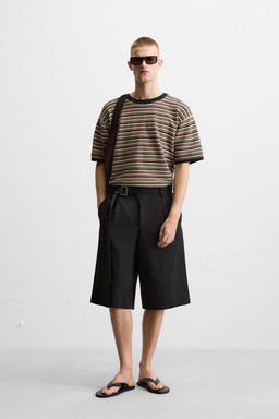 PLEATED BERMUDA SHORTS WITH BELT