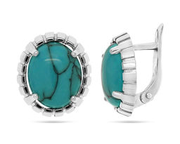 Серьги из серебра бирюза пресс., СПН4097