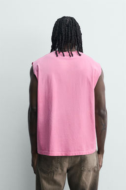 CAMISETA TANK LAVADA / Rosa fl?or