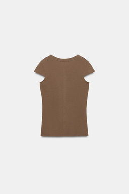 CAMISETA MINIMAL MANGA CORTA / Marr?n claro - Zara фото 7