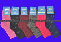 Цена за 12 пар. Зувей носки женские ангора внутри махра Бантики 36-41 (фактически 36-41)  фото 8