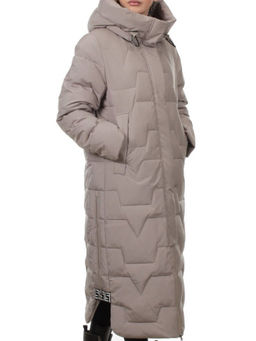 H268 DK. BEIGE Пальто зимнее женское (170 гр. холлофайбер)