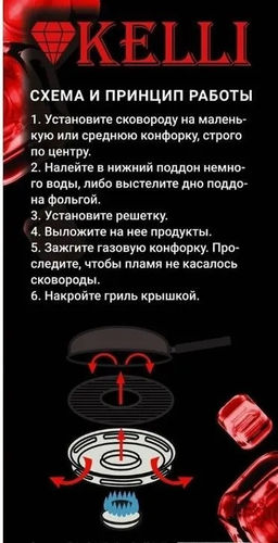 Сковорода гриль-газ "Kelli", d 33см,антипр мрамор покрыт, съем ручка, арт. KL-060