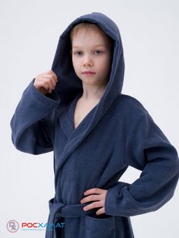 Детский махровый халат с капюшоном серый МЗ-04 (84) - Росхалат фото 7
