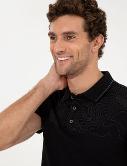 Siyah Polo Yaka Slim Fit T-Shirt - Cacharel фото 2