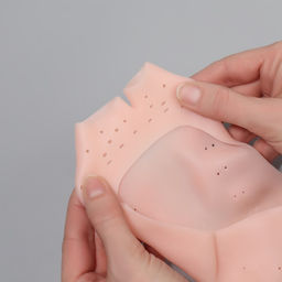 Носочки для педикюра, силиконовые, с перфорацией, с разделителем, универсальный размер, 17×7 см, бежевые