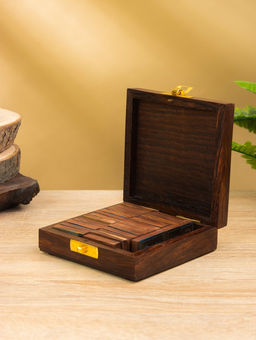 Настольная игра «Домино», 18.5×7.5×4 см, дерево шишам, латунь