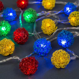 Гирлянда Нить 4 м с насадками Шарик проволока, IP20, прозрачная нить, 20 LED, свечение мульти, 8 режимов, 220 В