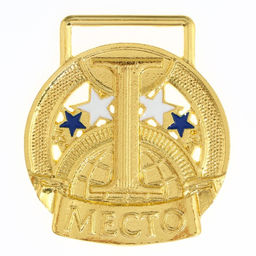 Медаль призовая 193 диам 3.5 см. 1 место, триколор. Цвет зол. Без ленты