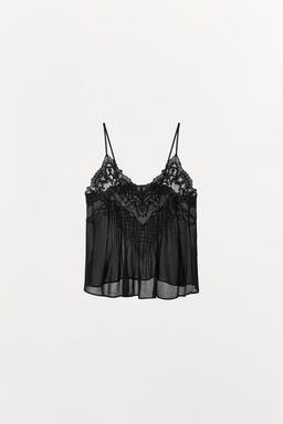 ZW COLLECTION EMBROIDERED BEADED LINGERIE TOP - Zara фото 2