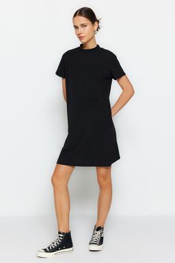 TRENDYOLMILLA Yag Yesili Cep Gorunumlu Belden Ac?lan/Skater Mini Smart Krep Elbise TWOSS23EL01802  фото 14