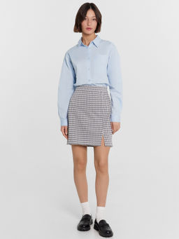 Юбка женская мини с разрезом в бордово-синюю лапку бордово -синяя лапка 152767 - Mark formelle фото 4