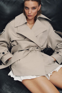 TRENCH OVERSIZE WATER REPELLENT ZW COLLECTION / Gris claro - Zara фото 7