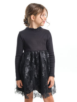 Черное комбинированное нарядное платье UD 6232 черный - Mini maxi фото 4