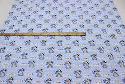 Поплин Мишутки-мальчишки на голубом в белый горох, СОРТ2, ш.1.5м, хлопок-100%, 115гр/м.кв - Купава фото 3